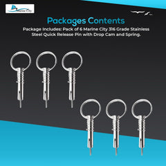 Marine City 316 Stainless Steel Quick Release Pin with Drop Cam & Spring