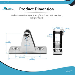 MARINE CITY Bimini Top Deck Hinge with Removable Pin 316 Stainless Steel (4 Pcs)