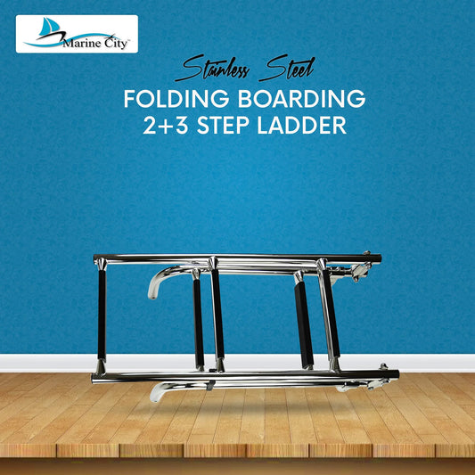 Marine City 2+3 Step Foldable Boarding Ladder w/ Handrails – 304 Stainless Steel