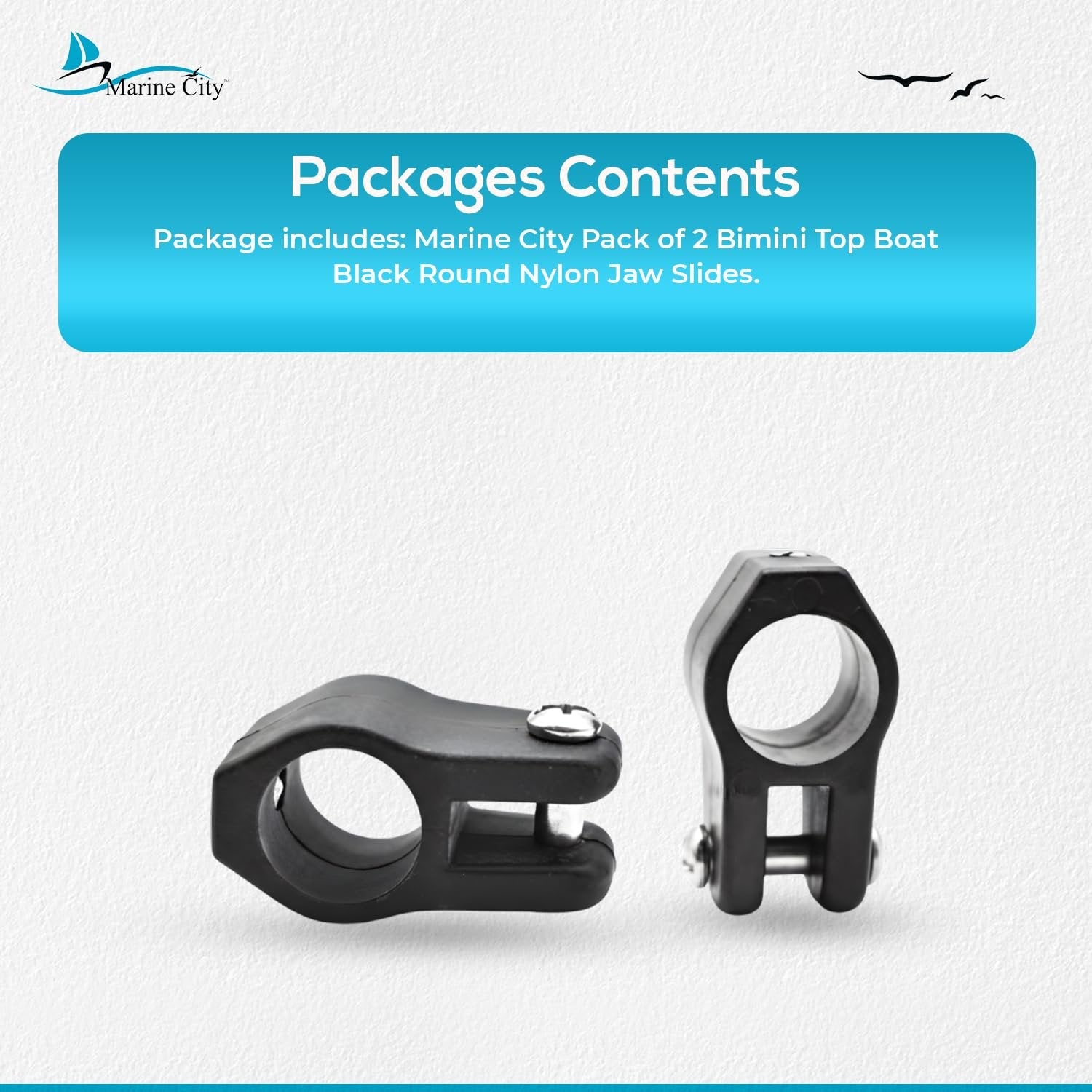 Marine City Bimini Top Boat Jaw Slides Black Nylon Corrosion-Resistant (2 Pcs) Marine City