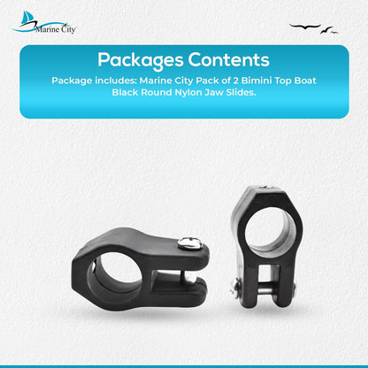 Marine City Bimini Top Boat Jaw Slides Black Nylon Corrosion-Resistant (2 Pcs) Marine City