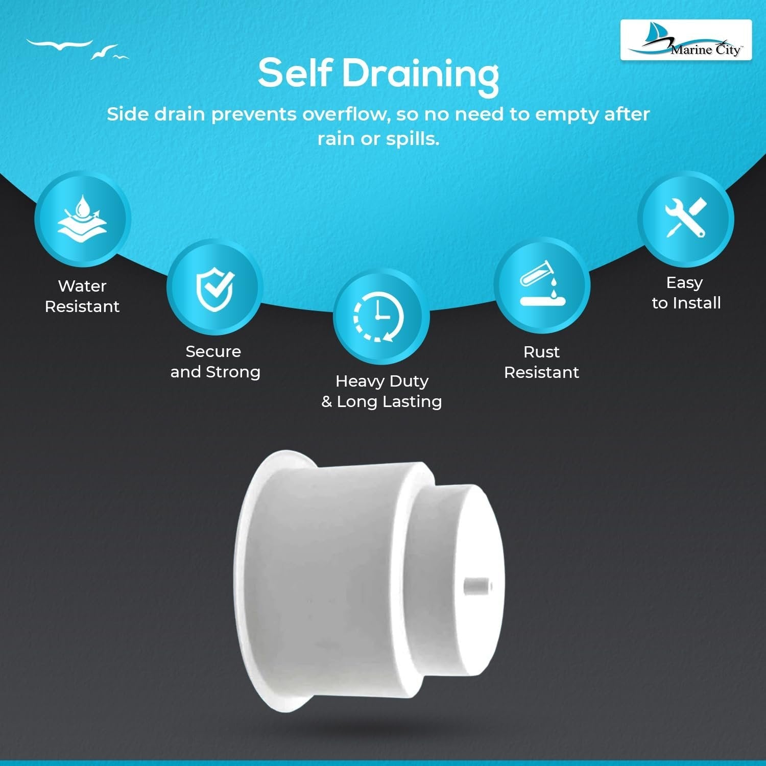 Marine City White Plastic Cup Holder with Side Drain – Drink & Can Holder(8 Pcs) Marine City Hardware