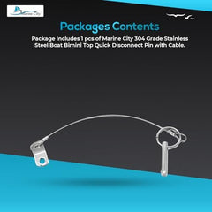 Marine City 304 Stainless Steel Bimini Top Quick Release Pin with Cable