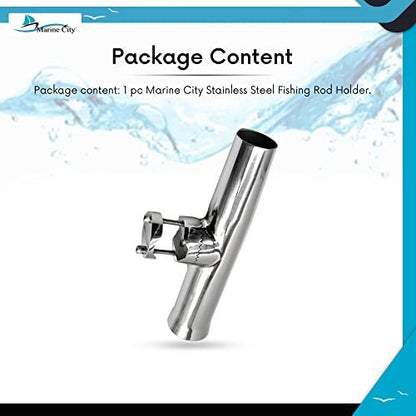 Marine City Stainless Steel Heavy-Duty Clamp-On Adjustable Fishing Rod Holder