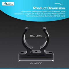 MARINE CITY Black Nylon Ladder Hooks–Spring Clamp Pole Storage Clips (Pack of 2)