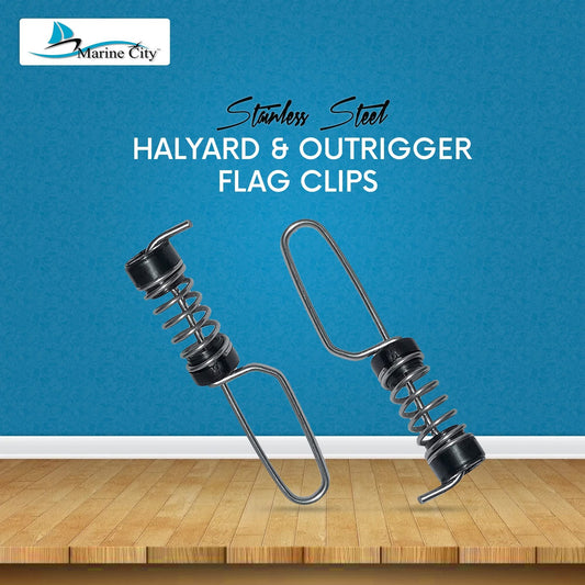 Marine City Antenna Halyard & Outrigger Flag Clips 304 Stainless Steel (2 Pcs) Marine City