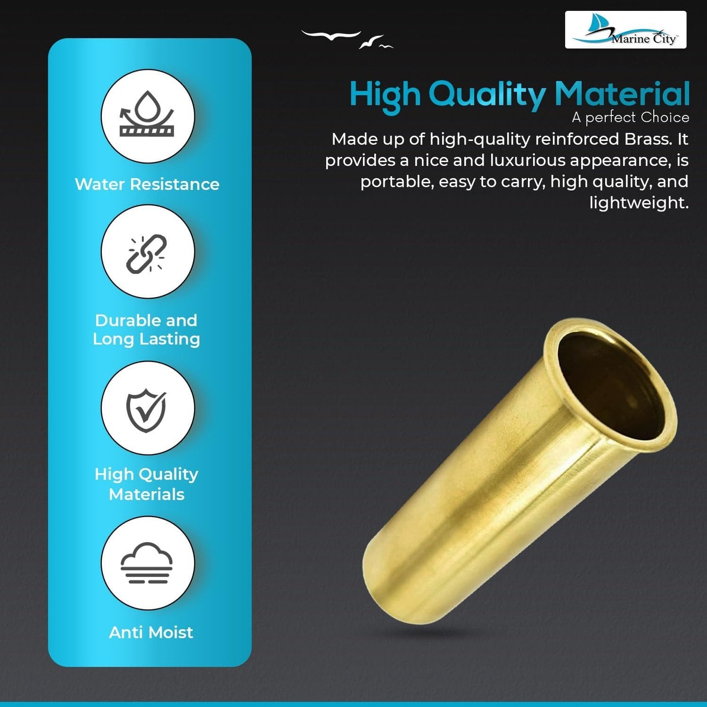 Marine City Brass Drain Tube – Corrosion-Resistant, Smooth, 3-7/8” x 1-1/4” MARINE CITY