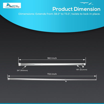 Marine City Adjustable Aluminum Boat Cover Support Pole – Extendable 38.5”–73.5”