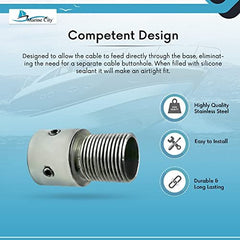 Marine City 1-Inch Tube Mount Antenna Base – 304 Stainless Steel for Boats