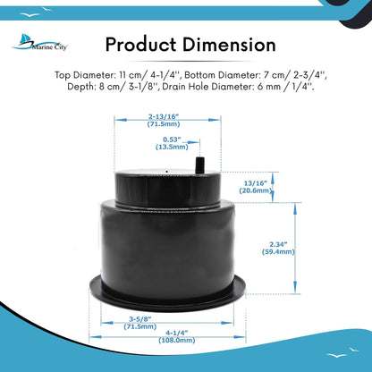 MARINE CITY Portavasos/bebidas de plástico negro con orificio de drenaje desplazado (1 PC)