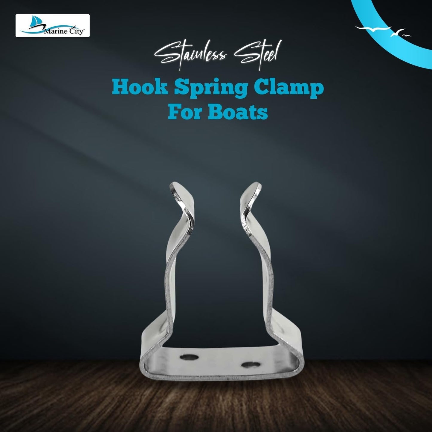 MARINE CITY Stainless Steel Storage Clips – Hook & Spring Clamp (Pack of 2) Marine City