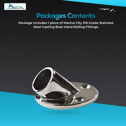 Marine City 316 Stainless Steel Boat Hand Railing Fittings – 1” Round Base Marine City