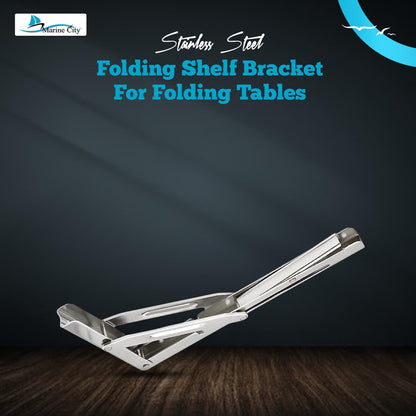 Marine City 304 Stainless Steel Folding Shelf Bracket – 12” Long Arm, Heavy Duty Marine City Hardware