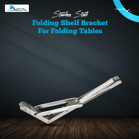 Marine City 304 Stainless Steel Folding Shelf Bracket – 12” Long Arm, Heavy Duty Marine City Hardware