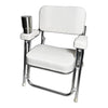 Marine City Aluminum Portable Folding Cushioned Boat Deck Beach Chair with Drink Cup Holder