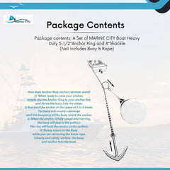 Marine City Anchor Ring & Shackle Set – Stainless Steel Anchor Puller System