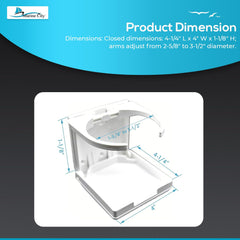 Marine City White Adjustable Folding Cup Holder – ABS Plastic (Pack of 2)