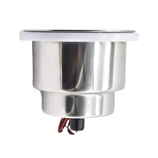 Marine City Stainless Steel Green LED Cup Holder with Drain Corrosion-Resistant Marine City