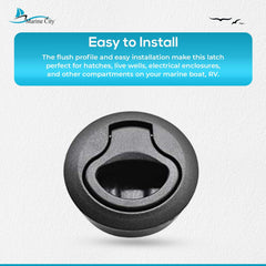 Marine City Nylon Round Hatch Flush Pull Stem Latch – 2-2/5” Corrosion-Resistant