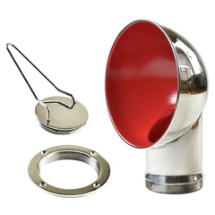 Marine City 4-Inch Round Red Cowl Vent with Deck Plate – 304 Stainless Steel