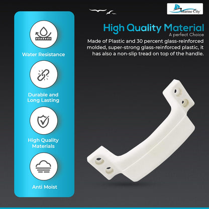 Marine City White Plastic Transom Step Handle – 6-3/8” Width, Glass-Reinforced