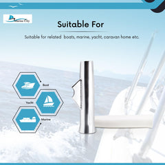 Marine City Adjustable Fishing Rod Holder 10” x 1-1/2” – White Anodized Aluminum