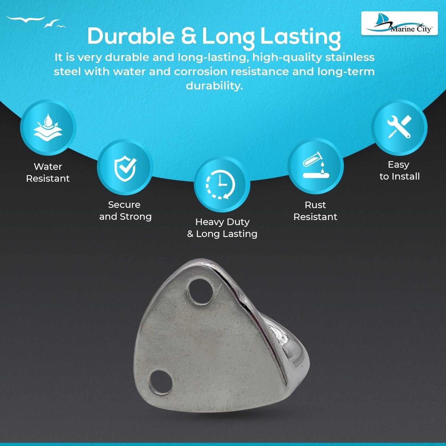 Marine City Triangle Wall Hook, Stainless Steel, 0.6” Corrosion-Resistant(4 Pcs) MARINE CITY