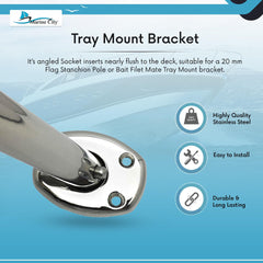 Marine City 316 Stainless Steel Deck Flush Base Flag Socket for Boat (Fit for Ø 20.0mm Pole)