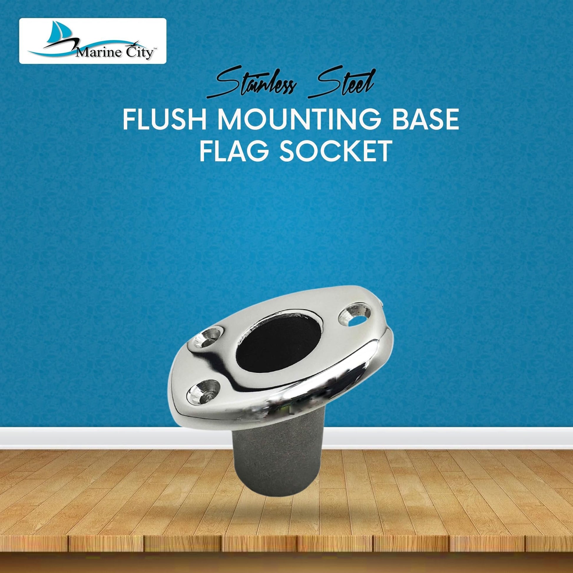 MARINE CITY Deck Flush Base Flag Socket – 316 Stainless Steel, Fits 20 mm Poles Marine City