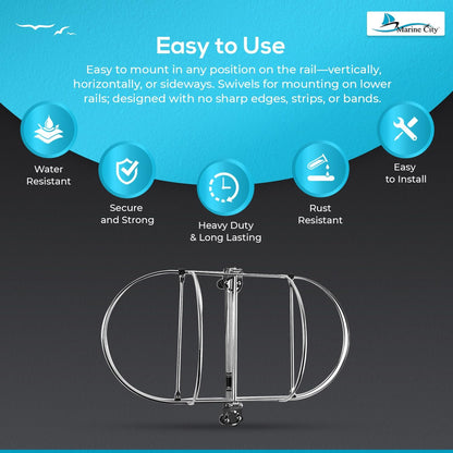 Soporte para guardabarros doble de acero inoxidable Marine City (guardabarros de 11 pulgadas de diámetro)