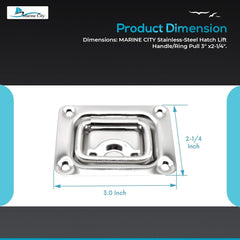 Marine City 304 Stainless Steel Hatch Lift Handle Ring Pull – 3” x 2-1/4”(2 Pcs)