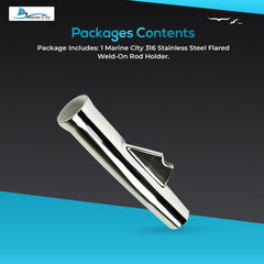 Marine City 316 Stainless Steel Flared Weld-On Rod Holder – Corrosion-Resistant