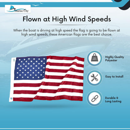 Marine City American Flag for Boats – 20" x 30" Polyester, Wind-Resistant MARINE CITY