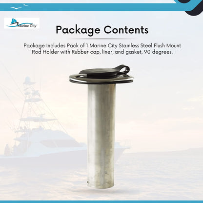 MARINE CITY Stainless Steel Flush Mount Fishing Rod Holder – 90° Angle