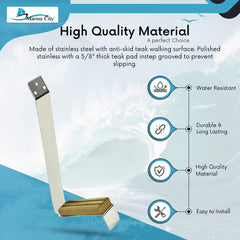 Marine City Teak Mast Step – Stainless Steel with Anti-Skid 12