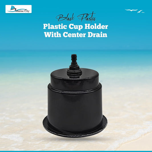 Marine City Black Closeable Plastic Cup Holder with Drain – Flush Mount Design