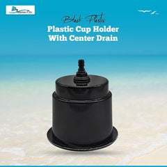 Marine City Black Closeable Plastic Cup Holder with Drain – Flush Mount Design