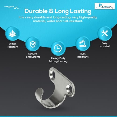 Marine City Light Duty Utility Hooks–304 Stainless Steel, 1-1/8" x 11/16"(4 Pcs) MARINE CITY