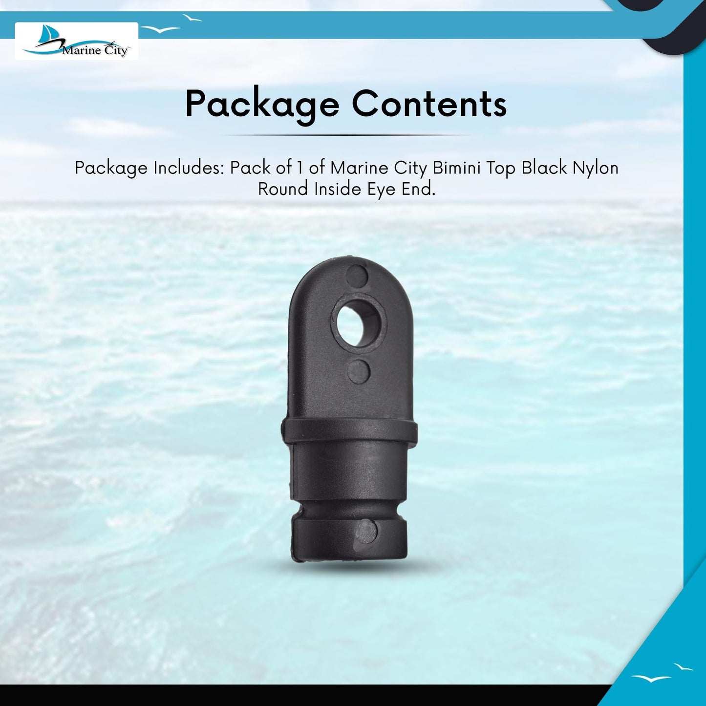 Marine City Black Nylon Bimini Top Eye End Cap - Round Inside Eye End Marine City Hardware