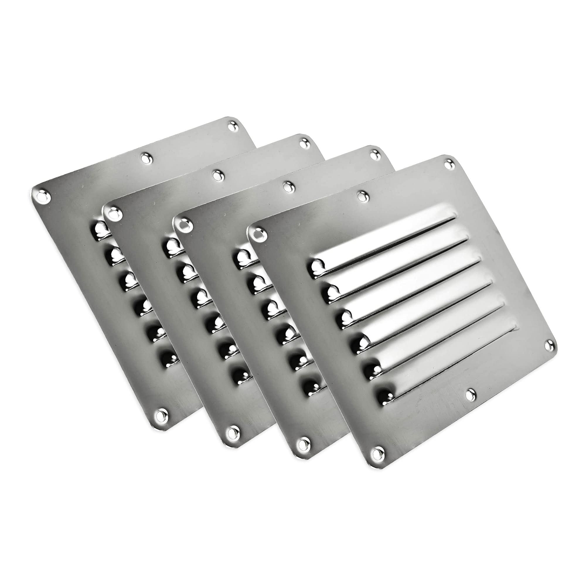 Marine City Stainless-Steel 4-1/2” × 5” Rectangle Stamped Louvered Vent (4pcs)