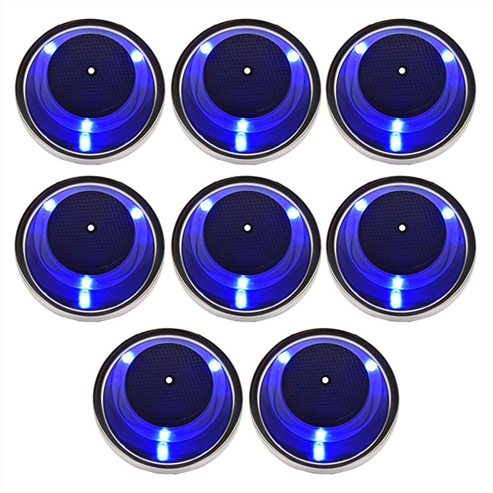 Marine City Portavasos de acero inoxidable con 3 LED azules, 12 V, 1 W, con drenaje (2 unidades)