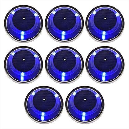Marine City Portavasos de acero inoxidable con 3 LED azules, 12 V, 1 W, con drenaje (2 unidades)