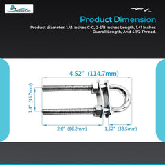 Marine City Stern Bow Eye Tie Down U-Bolt–304 Stainless Steel Welding Plate 4.5