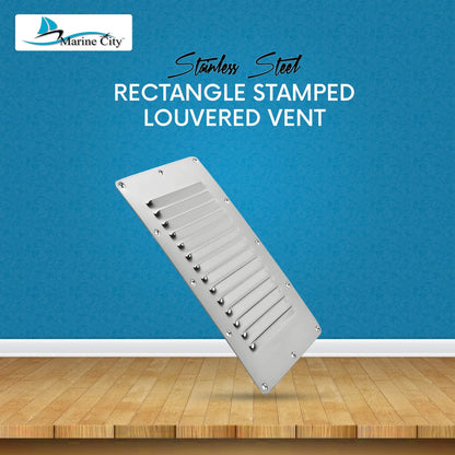 Marine City 316 Stainless Steel Rectangle Stamped Louvered Vent – 5 × 9 Inches