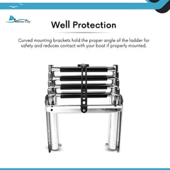 Marine City 4 Step Telescoping Swim Ladder with Rubber Strap 304 Stainless Steel