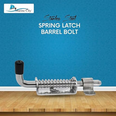 Marine City 5 Inches Spring Latch Barrel Bolt with Cradle – 304 Stainless Steel