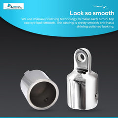 Marine City 316 Stainless Steel Round Outside Eye End for Bimini Top (Pack of 2)