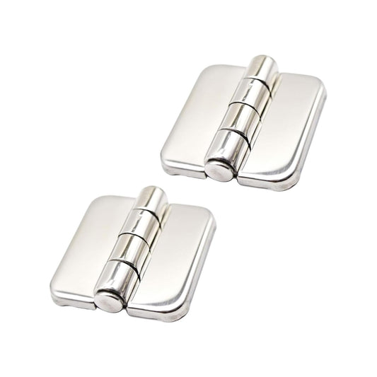 Marine City Stainless Steel Covered Strap Hinges w/ Cover Caps 3” × 1.5” (2 Pcs)
