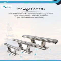 Marine City 10” Mooring Bollard Cleat – 316 Stainless Steel, Heavy Duty 5000 lbs