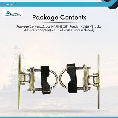 Marine City Boat Fender Holder Bracket Adapters – Stainless Steel (Pack of 2) MARINE CITY